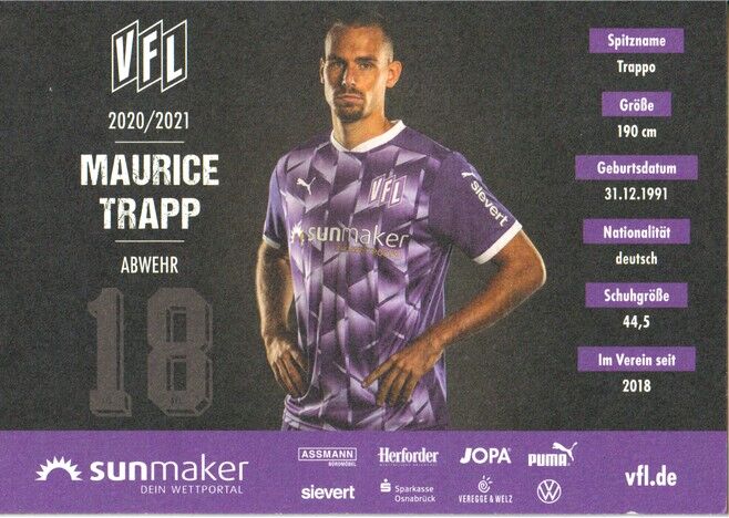 Autogramm Fussball | VfL Osnabrück | 2020 | Maurice TRAPP