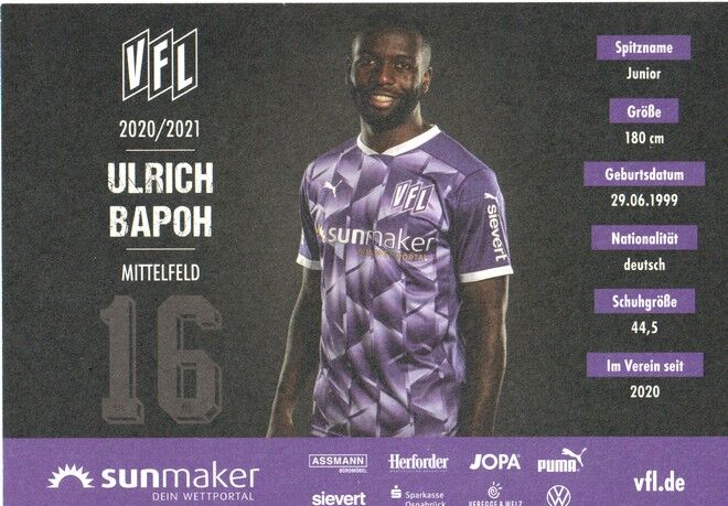 Autogramm Fussball | VfL Osnabrück | 2020 | Ulrich BAPOH