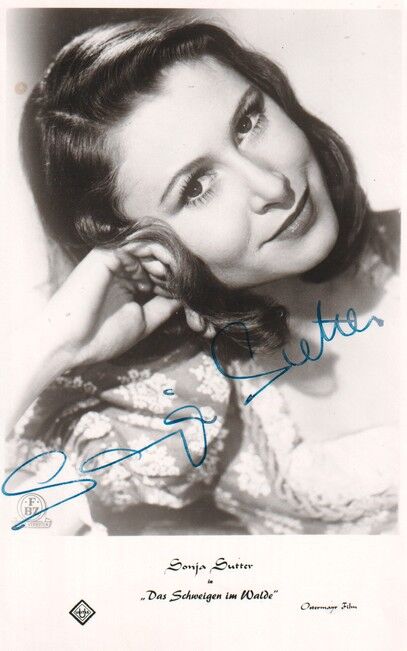 Autogramm Film | Sonja SUTTER | 1955 "Schweigen Im Walde" (Portrait SW FBZ)