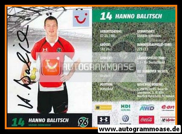 Autogramm Fussball | Hannover 96 | 2009 | Hanno BALITSCH