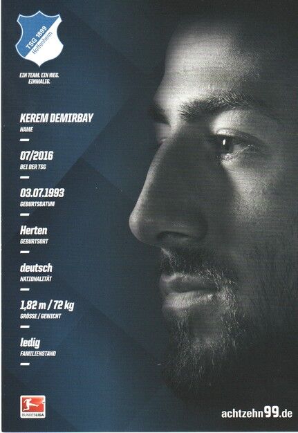 Autogramm Fussball | TSG 1899 Hoffenheim | 2016 | Kerem DEMIRBAY