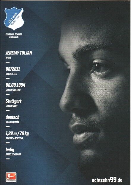 Autogramm Fussball | TSG 1899 Hoffenheim | 2016 | Jeremy TOLJAN