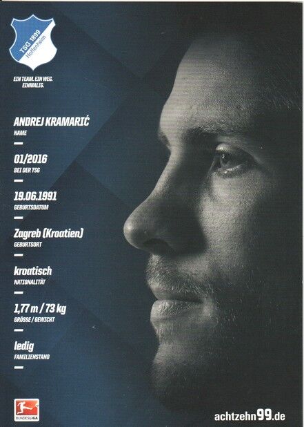 Autogramm Fussball | TSG 1899 Hoffenheim | 2016 | Andrej KRAMARIC
