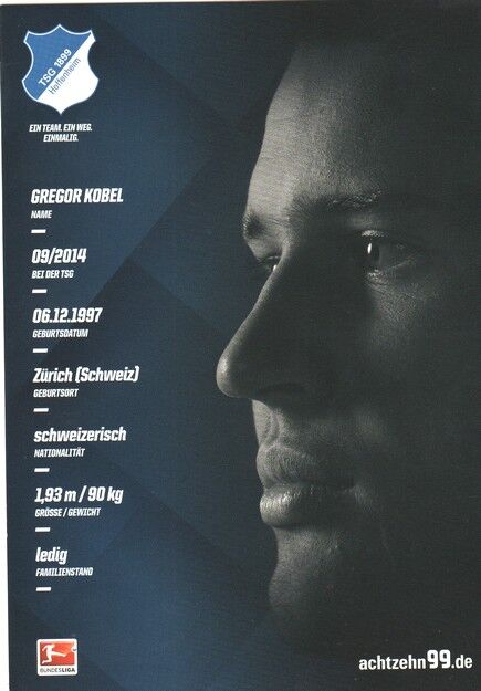 Autogramm Fussball | TSG 1899 Hoffenheim | 2016 | Gregor KOBEL