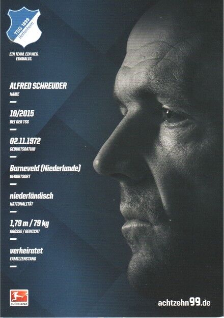 Autogramm Fussball | TSG 1899 Hoffenheim | 2016 | Alfred SCHREUDER