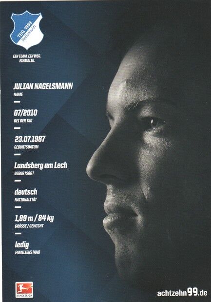 Autogramm Fussball | TSG 1899 Hoffenheim | 2016 | Julian NAGELSMANN