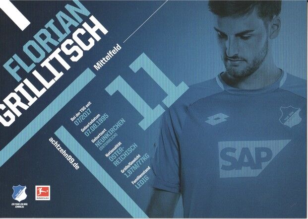 Autogramm Fussball | TSG 1899 Hoffenheim | 2018 | Florian GRILLITSCH