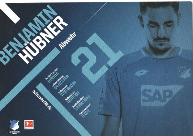 Autogramm Fussball | TSG 1899 Hoffenheim | 2018 | Benjamin HÜBNER