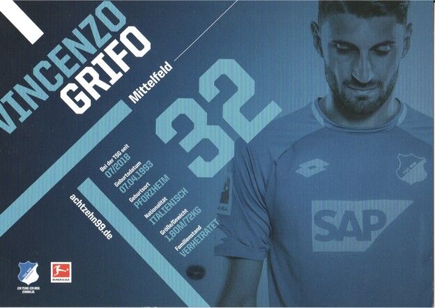 Autogramm Fussball | TSG 1899 Hoffenheim | 2018 | Vincenzo GRIFO