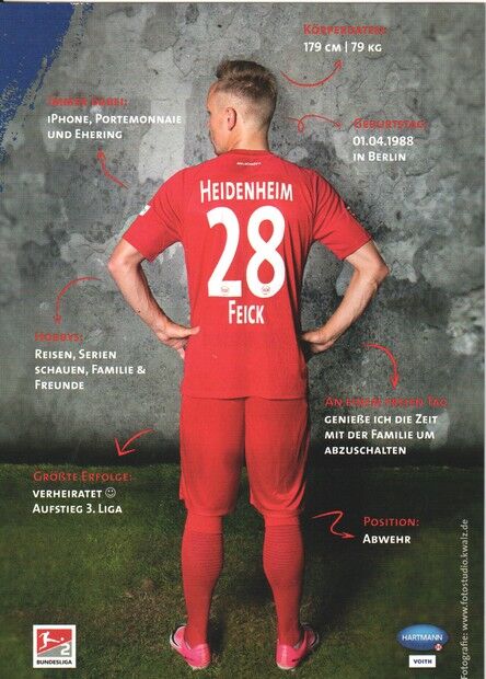 Autogramm Fussball | 1. FC Heidenheim 1846 | 2017 | Arne FEICK
