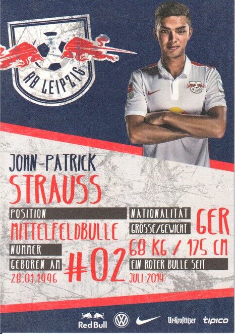 Autogramm Fussball | RB Leipzig | 2015 | John-Patrick STRAUSS