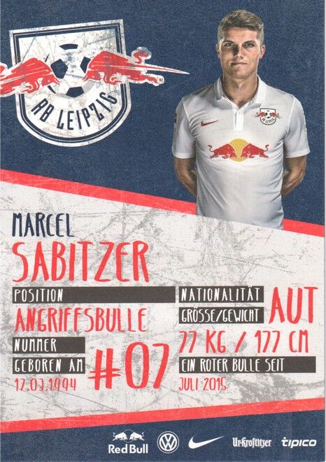 Autogramm Fussball | RB Leipzig | 2015 | Marcel SABITZER