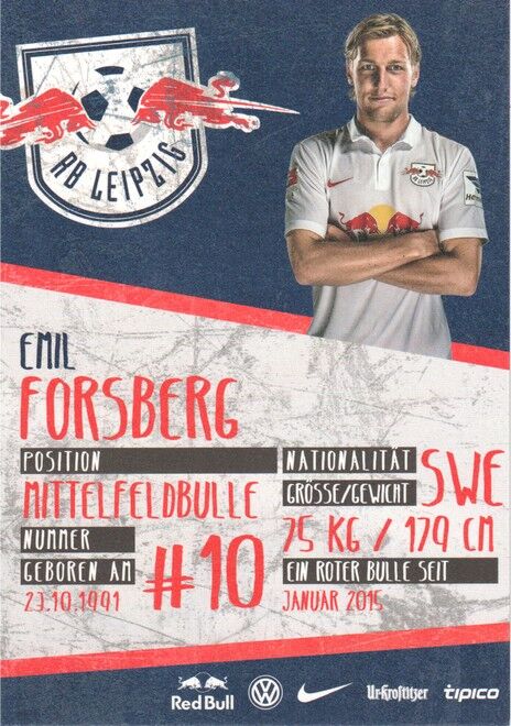 Autogramm Fussball | RB Leipzig | 2015 | Emil FORSBERG
