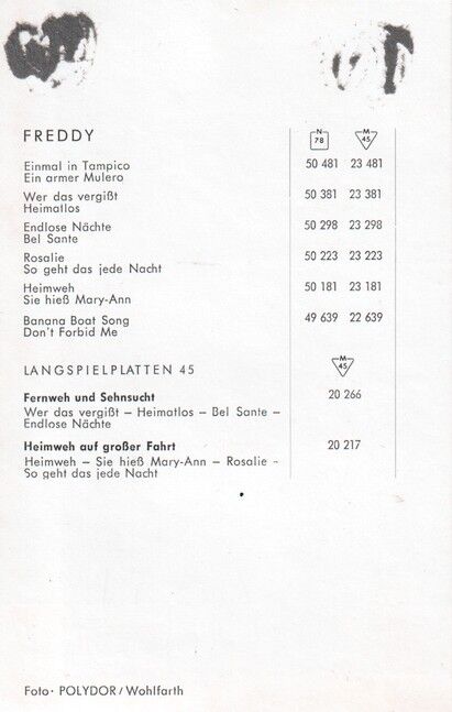 Autogramm Schlager | Freddy QUINN | 1957 "Einmal In Tampico" (Portrait SW Polydor)