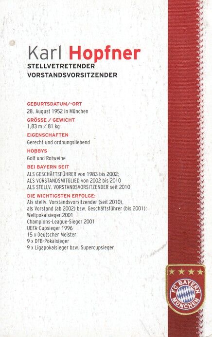 Autogramm Fussball | FC Bayern München | 2010 | Karl HOPFNER