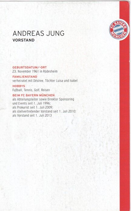 Autogramm Fussball | FC Bayern München | 2014 | Andreas JUNG