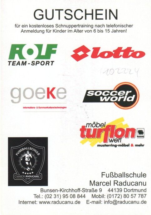 Autogramm Fussball | 2000er | Marcel RADUCANU (Portrait Color Fussballschule)