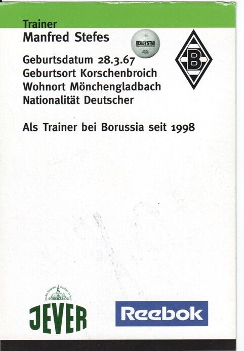 Autogramm Fussball | Borussia Mönchengladbach | 2002 | Manfred STEFES