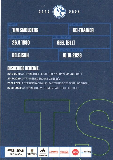 Autogramm Fussball | FC Schalke 04 | 2024 | Tim SMOLDERS