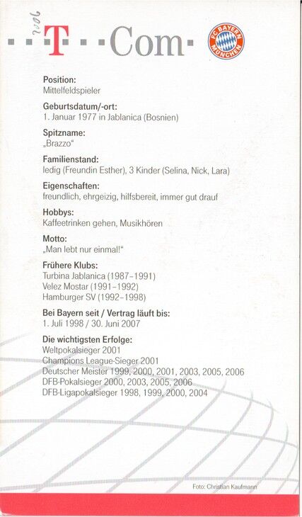 Autogramm Fussball | FC Bayern München | 2006 Druck | Hasan SALIHAMIDZIC