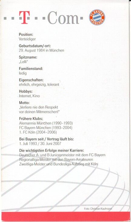 Autogramm Fussball | FC Bayern München | 2006 Druck | Christian LELL