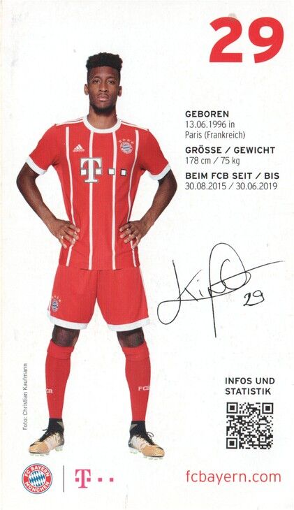 Autogramm Fussball | FC Bayern München | 2017 | Kingsley COMAN