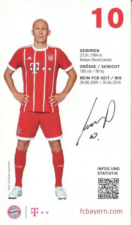 Autogramm Fussball | FC Bayern München | 2017 | Arjen ROBBEN
