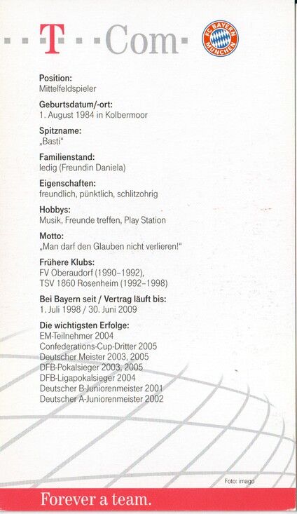 Autogramm Fussball | FC Bayern München | 2005 | Bastian SCHWEINSTEIGER