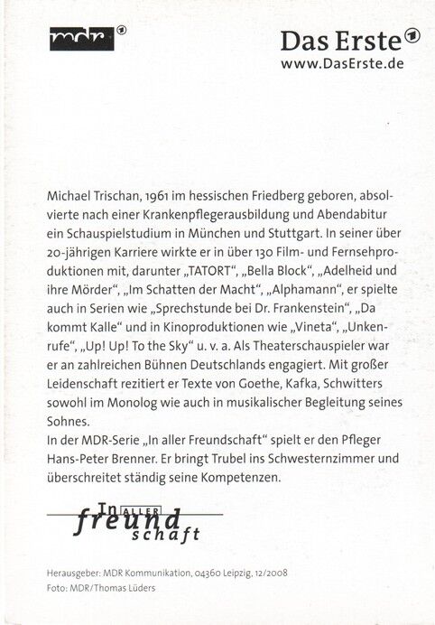 Autogramm TV | ARD | Michael TRISCHAN | 2008 "In Aller Freundschaft" (Portrait Color Lüders)