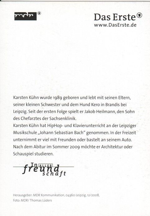 Autogramm TV | ARD | Karsten KÜHN | 2008 "In Aller Freundschaft" (Portrait Color Lüders)