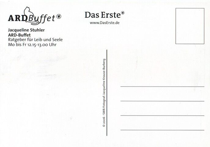Autogramm TV | ARD | Jacqueline STUHLER | 2006 "ARD Buffet" (Portrait Color Krause)