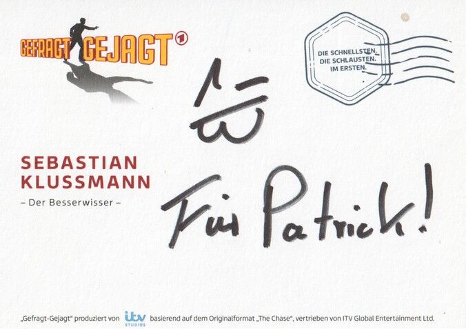 Autogramm TV | ARD | Sebastian KLUSSMANN | 2010er "Gefragt Gejagt" (Portrait Color)