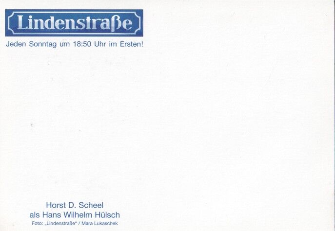Autogramm TV | ARD | Horst D. SCHEEL | 1990er "Lindenstrasse" (Portrait SW Lukaschek)