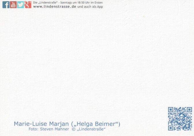 Autogramm TV | ARD | Marie-Luise MARJAN | 2010er "Lindenstrasse" (Portrait Color Mahner)