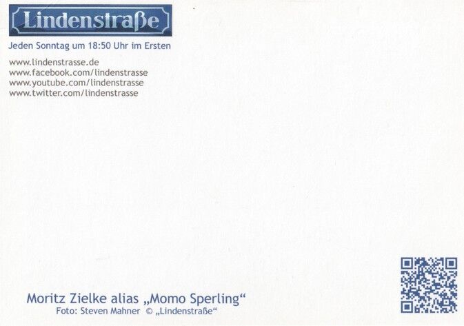 Autogramm TV | ARD | Moritz ZIELKE | 2010er "Lindenstrasse" (Portrait Color Mahner)