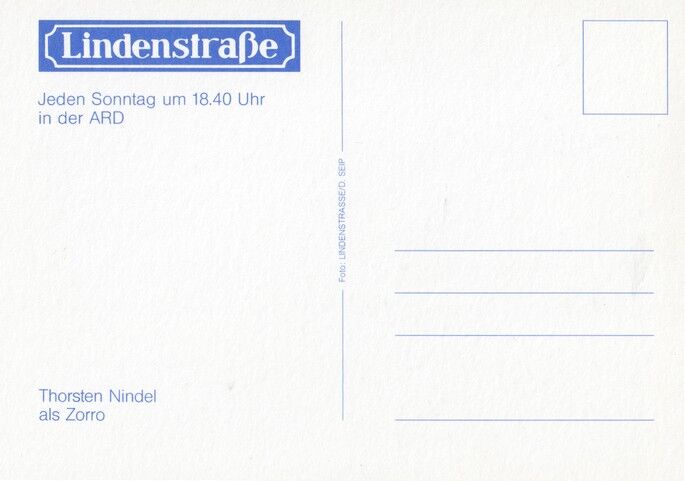 Autogramm TV | ARD | Thorsten NINDEL | 1990er "Lindenstrasse" (Portrait SW Seip)