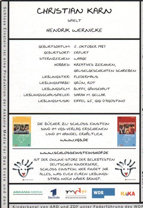 Autogramm TV | ARD | Christian KARN | 2000er "Schloss Einstein" (Portrait Color)