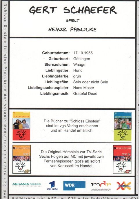Autogramm TV | ARD | Gert SCHAEFER | 2000er "Schloss Einstein" (Portrait Color)