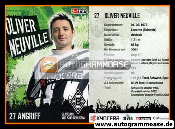 Autogramm Fussball | Borussia Mönchengladbach | 2006 | Oliver NEUVILLE