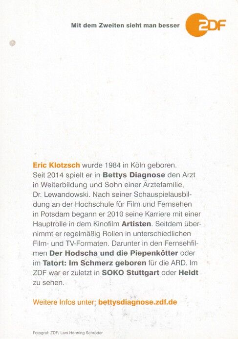 Autogramm TV | ZDF | Eric KLOTZSCH | 2020er (Portrait Color Schröder)