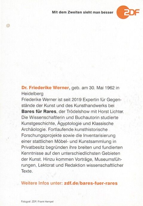 Autogramm TV | ZDF | Friederike WERNER | 2020er "Bares Für Rares" (Portrait Color Hempel)