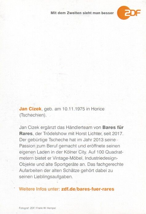 Autogramm TV | ZDF | Jan CIZEK | 2020er "Bares Für Rares" (Portrait Color Hempel)