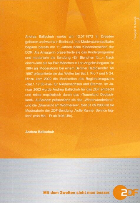 Autogramm TV | ZDF | Andrea BALLSCHUH | 2000er (Portrait Color Menne)