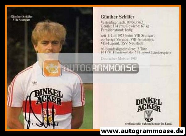 Autogramm Fussball | VfB Stuttgart | 1984 | Günther SCHÄFER
