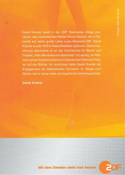 Autogramm TV | ZDF | David KRAMER | 2000er "Wege Zum Glück" (Portrait Color Kinder)
