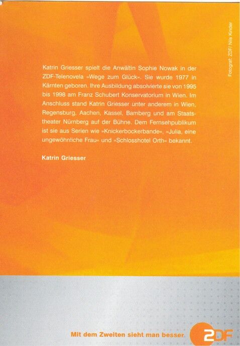 Autogramm TV | ZDF | Katrin GRIESSER | 2000er "Wege Zum Glück" (Portrait Color Kinder)