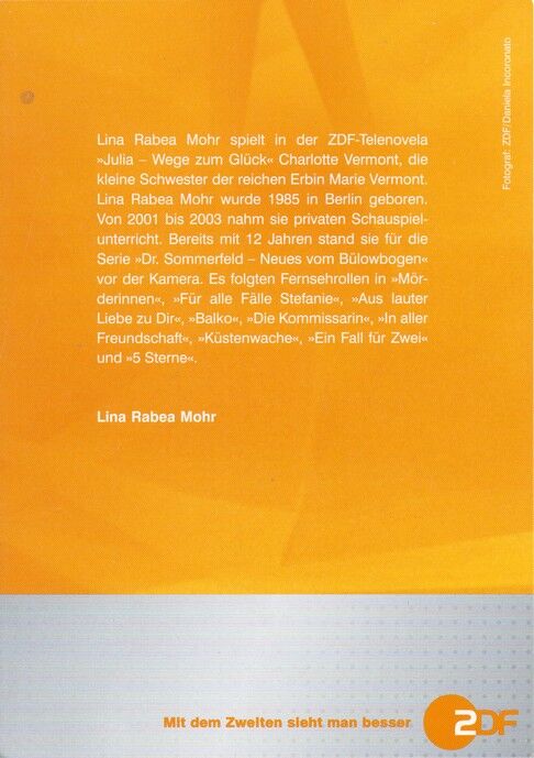 Autogramm TV | ZDF | Lina Rabea MOHR | 2000er "Wege Zum Glück" (Portrait Color Incoronato)