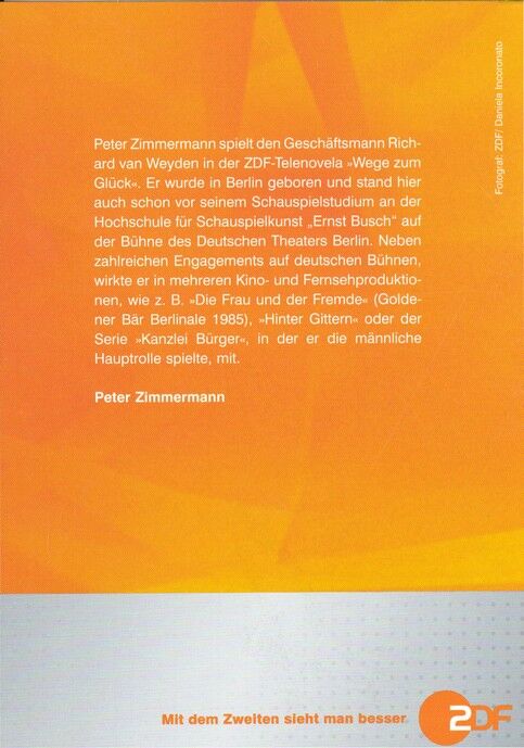 Autogramm TV | ZDF | Peter ZIMMERMANN | 2000er "Wege Zum Glück" (Portrait Color Incoronato)