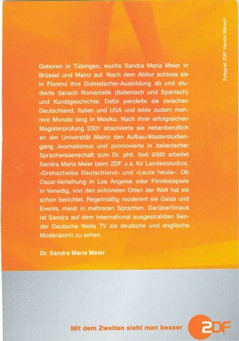 Autogramm TV | ZDF | Sandra Maria MEIER | 2000er (Portrait Color Bänsch)