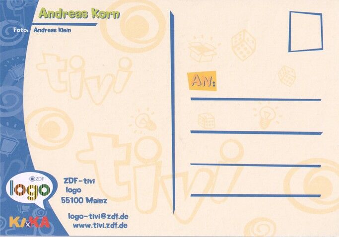 Autogramm TV | ZDF tivi | Andreas KORN | 2000er "Logo" (Portrait Color Klein)